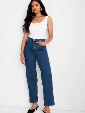 Universal Thread Highest Rise Straight Button Fly Blue Denim Jeans Size 8